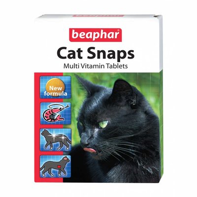 Кет Снепс Beaphar Cat Snaps вітаміни у вигляді ласощів із креветками, біотином і таурином для котів, 75 таблеток (12550) 7349 фото