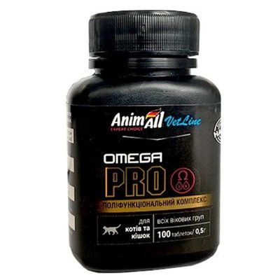 Витамины AnimAll VetLine Omega Cat PRO для кожи и шерсти котов и кошек, 100 таблеток по 0,5 гр 7879 фото