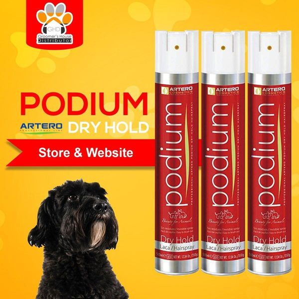 Артеро Подиум Драй Artero Podium Dry лак-спрей для фиксации укладки шерсти собак и кошек, 500 мл 1452 фото