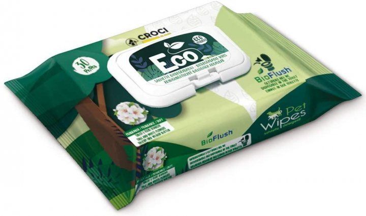 Croci Eco Talc & Flowers серветки гігієнічні з тальком і квітами для котів і собак, 30 серветок (C6052776) 6153 фото