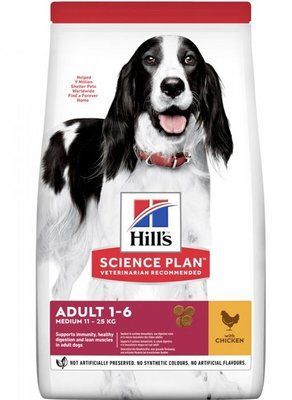 Хилс Hill's SP Canine Adult Medium Breed Chicken корм с курицей для собак весом 11- 25 кг от 1 до 6 лет, 14 кг (604354) 7612 фото