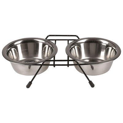 Миска двойная TETRAPET из нержавеющей стали на подставке, 2 x 0,35л, 12см 483,22 фото