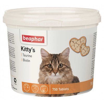 Киттис Таурин Kitty's Taurine + Biotine витаминизированное лакомство с таурином и биотином для кошек, 750 таблеток (12597) 7350 фото
