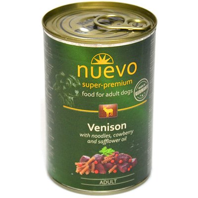 Нуево 400 гр Nuevo Adult Dog Venison консервированный корм с олениной, брусникой и сафлоровым маслом для собак, упаковка 6 банок (95001) 3827 фото