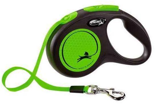 Поводок рулетка Flexi New Neon S, для собак весом до 15 кг, лента 5 метров, цвет зелёный 2695 фото