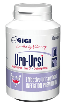 Уро-Урсі Gigi Uro-Ursi для профілактики лікування сечокам'яної хвороби собак і кішок, 90 капсул 4904 фото