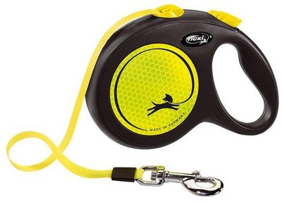 Повідець рулетка Flexi New Neon S, для собак вагою до 15 кг, стрічка 5 метрів, колір жовтий 2705 фото