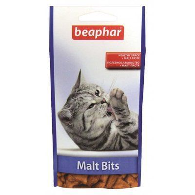 Малт Битс Beaphar Malt Bits Katze подушечки - лакомство для выведения шерсти из желудка кошек и котят, 35 гр (12622) 7351 фото