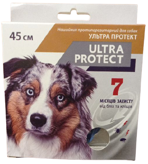 Ошейник Ультра Протект 45 см Ultra Protect от блох и клещей на 7 месяцев для средних пород собак 1161 фото