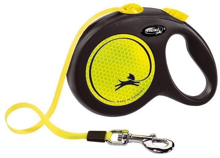 Поводок рулетка Flexi New Neon S, для собак весом до 15 кг, лента 5 метров, цвет жёлтый 2705 фото
