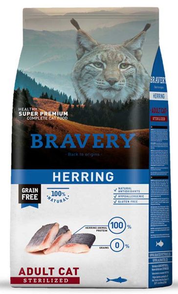 Бравери Bravery Herring Adult Cat Sterilized сухой корм для стерилизованных кошек, кастрированных котов, 600 гр (0722) 6515 фото