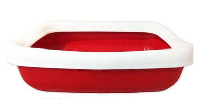 Туалет-лоток Бета 43*31*12 см Beta пластиковий з рамкою для кішок, колір червоний 3950 фото