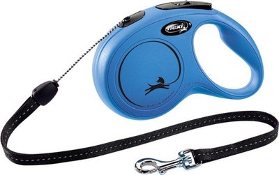 Поводок рулетка Flexi New Classic M, для собак весом до 20 кг, трос 5 метров, цвет синий 4299 фото