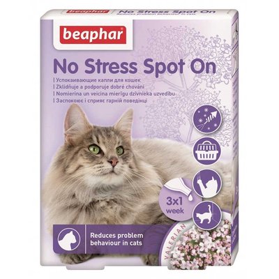 Beaphar No Stress Spot On Cat краплі для зняття стресу і корекції поведінки у котів, 3 піпетки (13913) 7352 фото