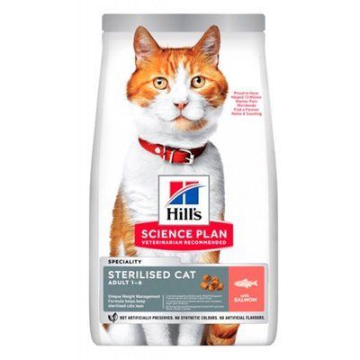 Хілс Hill SP Feline Adult Sterilised Cat Salmon корм з лососем для стерилізованих кішок 1 - 6 років, 10 кг (608886) 7717 фото