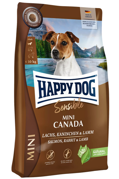 Happy Dog Sensible Mini Canada беззерновой сухой корм с лососем, кроликом, ягненком для собак малых пород, 4 кг (61239) 6871 фото