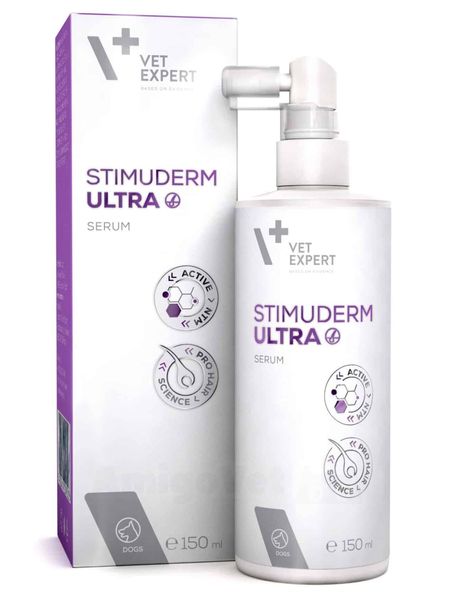 Дермокосметична сироватка VetExpert Stimuderm Ultra Serum за надмірного випадіння шерсті у собак, 150 мл (209503) 6975 фото