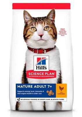 Хіллс Hill's SP Feline Mature Adult 7+ Chicken сухий корм з куркою для літніх кішок старше 7 років, 1,5 кг (604097) 7718 фото