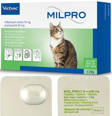 Мілпро Virbac Milpro таблетки від глистів для кішок вагою понад 2 кг, 1 таблетка 4138 фото
