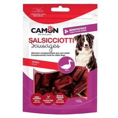 Лакомство для собак CAMON мясные мини колбаски из утки, 100 гр, 4*1,5 см AB910/B фото