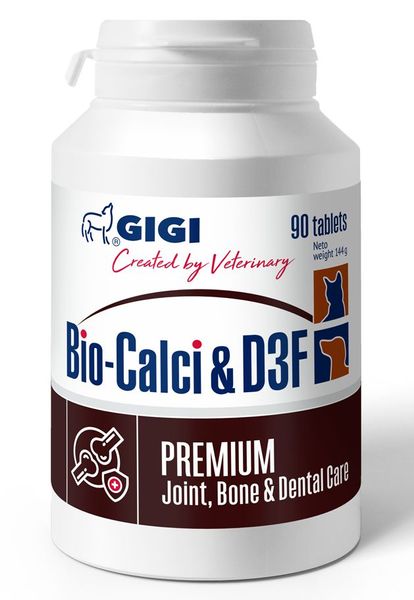 Био Кальций Gigi Bio Calci &D3F витамины для здоровья костей собак и кошек с кальцием, фосфором, 90 таблеток 4905 фото