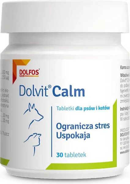Долвит Калм Долфос Dolvit Calm Dog Сat Dolfos для снятия стресса у собак и котов, 30 таблеток 5071 фото