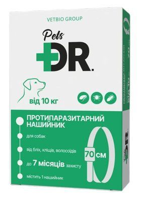 Доктор Петс Dr.Pets ошейник от блох и клещей для собак крупных пород весом более 10 кг, длина 70 см 15548 фото