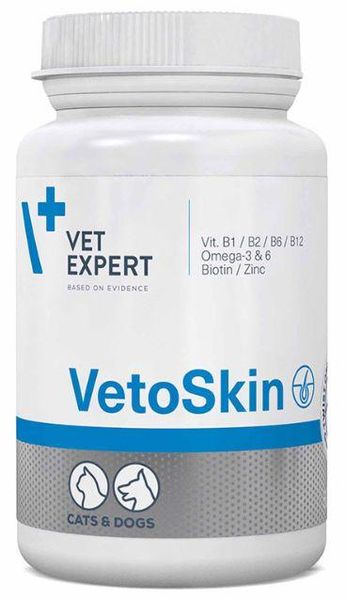 Ветоскін Ветексперт вітамінна добавка при захворюваннях шкіри в собак і кішок, 90 капсул 678 фото