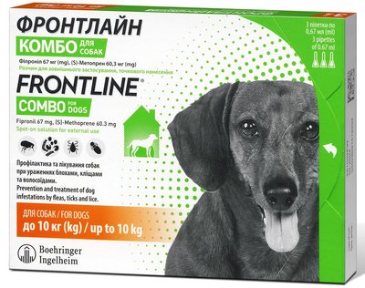 Фронтлайн Комбо Frontline Combo краплі від бліх та кліщів для собак вагою від 2 до 10 кг, 3 піпетки 724 фото
