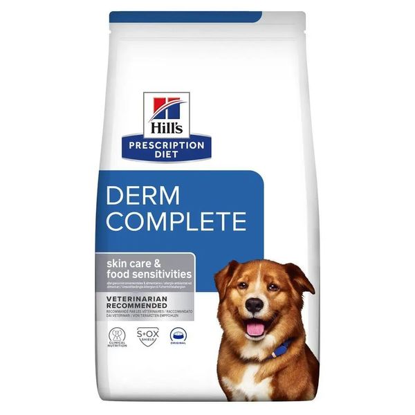 Хилс Hill's PD Canine Derm Complete лечебный корм для собак при пищевой аллергии, атопическом дерматите, 4 кг (606167) 7565 фото