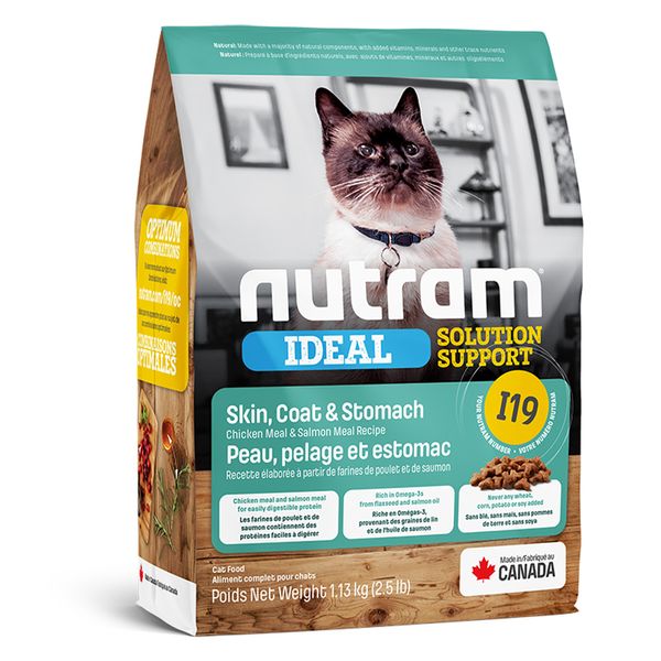 Нутрам I19 Nutram Ideal SS Skin Coat Stomach сухий корм для котів із проблемами шкіри, шерсті, шлунка, 1,13 кг (I19_(1,13kg) 8412 фото
