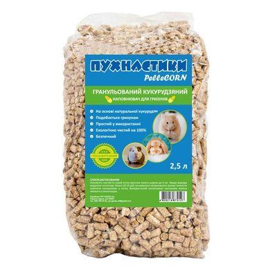 Кукурузный пелетированный наполнитель д/грыз. "Пушистики Pellecorn", 2,5л, 5 шт/уп Пелета 2,5л фото