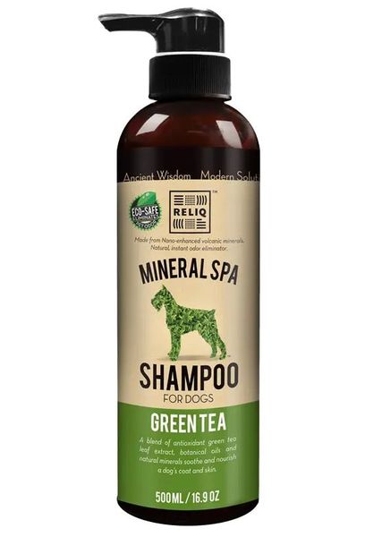 Шампунь Reliq Mineral Spa Green Tea Shampoo із зеленим чаєм для догляду за шерстю, шкірою собак і котів, 500 мл (S500-GTA) 7783 фото