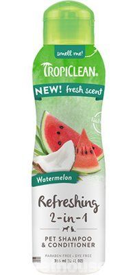 Шампунь-кондиционер Арбуз Tropiclean Refreshing 2in1 очищает и увлажняет кожу, шерсть у кошек и собак, 355 мл 11590 фото