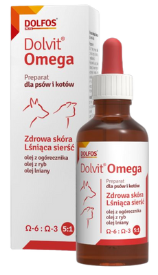 Долвит Омега Долфос Dolvit Omega Dolfos жидкая витаминная добавка с Омега-3 Омега-6 для шерсти и кожи кошек и собак, 50 мл 604 фото