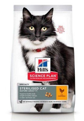 Хилс Hill's SP Feline Mature Аdult 7+ Sterilised корм с курицей для стерилизованных кошек старше 7 лет, 300 гр (604110) 7721 фото