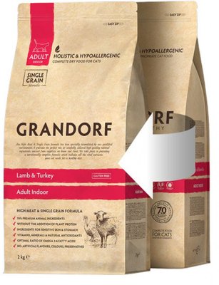 Grandorf Lamb & Rice Adult Indoor Cat ягня, індичка та рис, сухий корм для дорослих котів, 2 кг (7080) 5898 фото