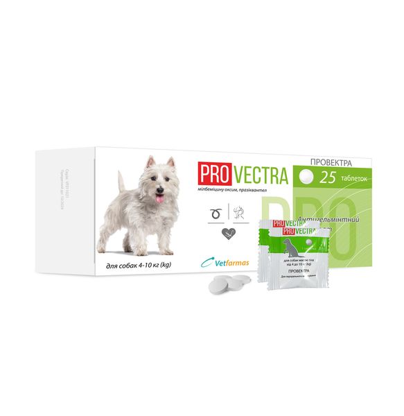 ПроВектра ProVectra от глистов для собак весом от 4 до 10 кг, 1 таблетка 4822 фото