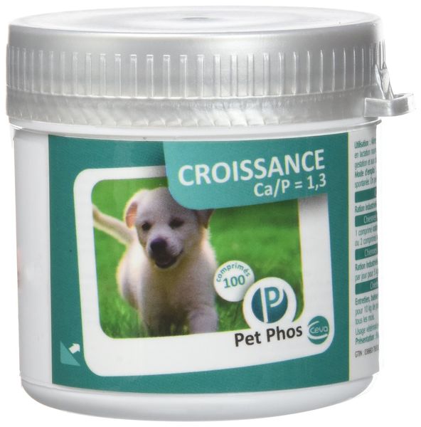 Ceva Pet Phos Croissance Ca/P=1/3 витамины и минералы для растущих щенков, кормящих и беременных сук, 100 таблеток 5742 фото