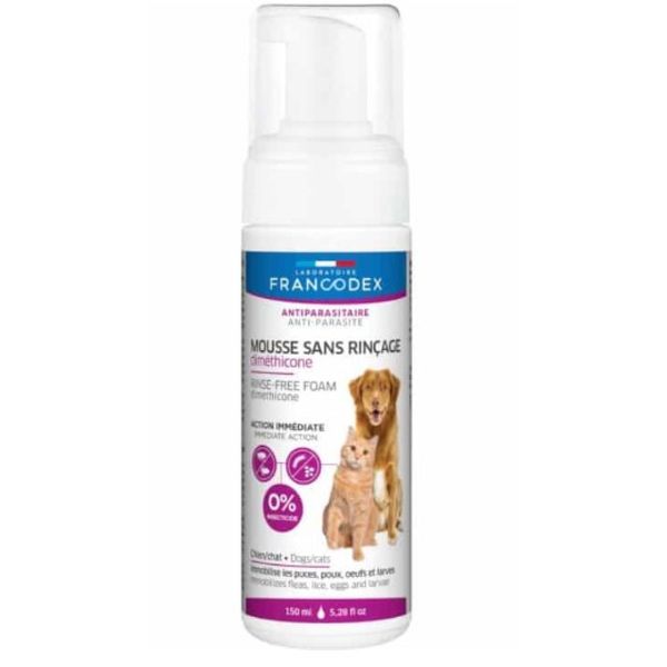 Піна Francodex Rinse-Free Dimethicone Foam For Dog & Cat з диметиконом від бліх для котів і собак, 150 мл 7148 фото