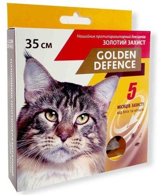Нашийник Золотий Захист 35 см Golden Defence від бліх і кліщів на 5 місяців для кішок 1158 фото