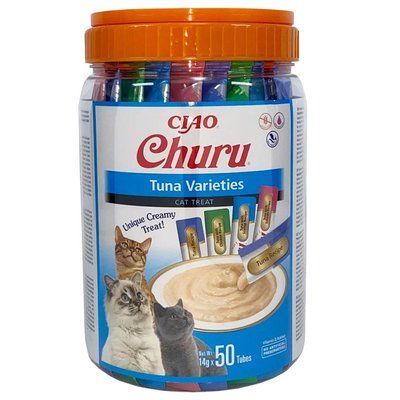 Ласощі INABA "Churu" для котів, вершковий мус в стіках, "Різновиди тунця" * 14 гр (50 шт.уп.) продаж упаковкою EU151 фото