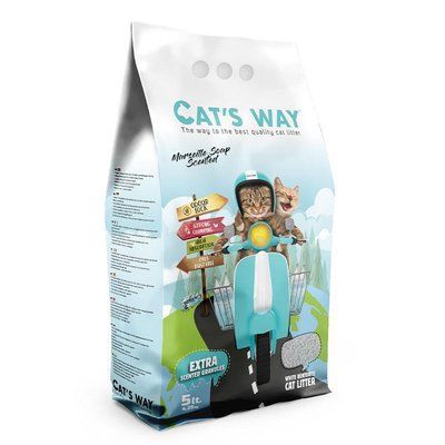 Бентонитовый наполнитель CAT'S WAY марсельское мыло + бирюзовые гранулы, 5л. CTSWY-004-1 фото