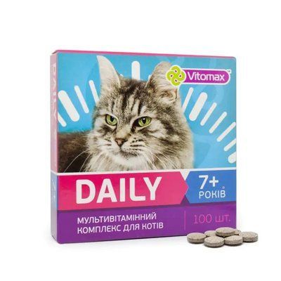 Витомакс Daily Vitomax мультивитаминный комплекс для кошек возрастом старше 7 лет, 100 таблеток 11723 фото
