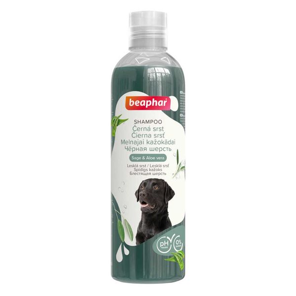 Шампунь Beaphar Shampoo for Black Dogs Sage & Aloe Vera с шалфеем и алое вера для собак черного окраса, 250 мл (13840) 7338 фото