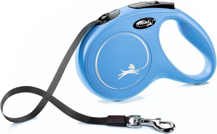Поводок рулетка Flexi New Classic L для собак весом до 50 кг, лента 8 метров, цвет синий 4307 фото