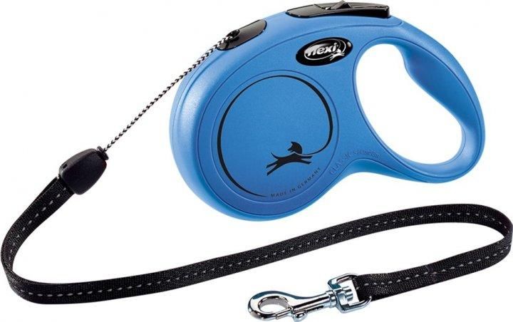 Поводок рулетка Flexi New Classic M, для собак весом до 20 кг, трос 8 метров, цвет синий 4295 фото
