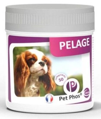 Ceva Pet Phos Pelage Dog вітамінно-мінеральна добавка для здоров'я шкіри та вовни собак., 50 таблеток 5743 фото
