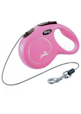 Поводок рулетка Flexi New Classic S для собак весом до 12 кг, трос 8 метров, цвет розовый 4284 фото