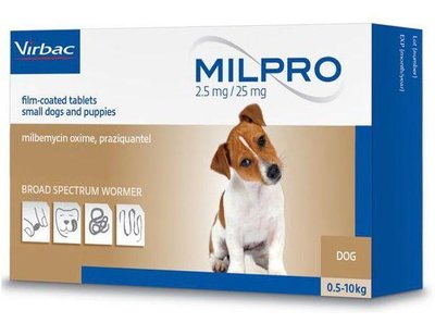 Мілпро Virbac Milpro таблетки від глистів для собак вагою від 0,5 до 5 кг, 4 пігулки 4141 фото
